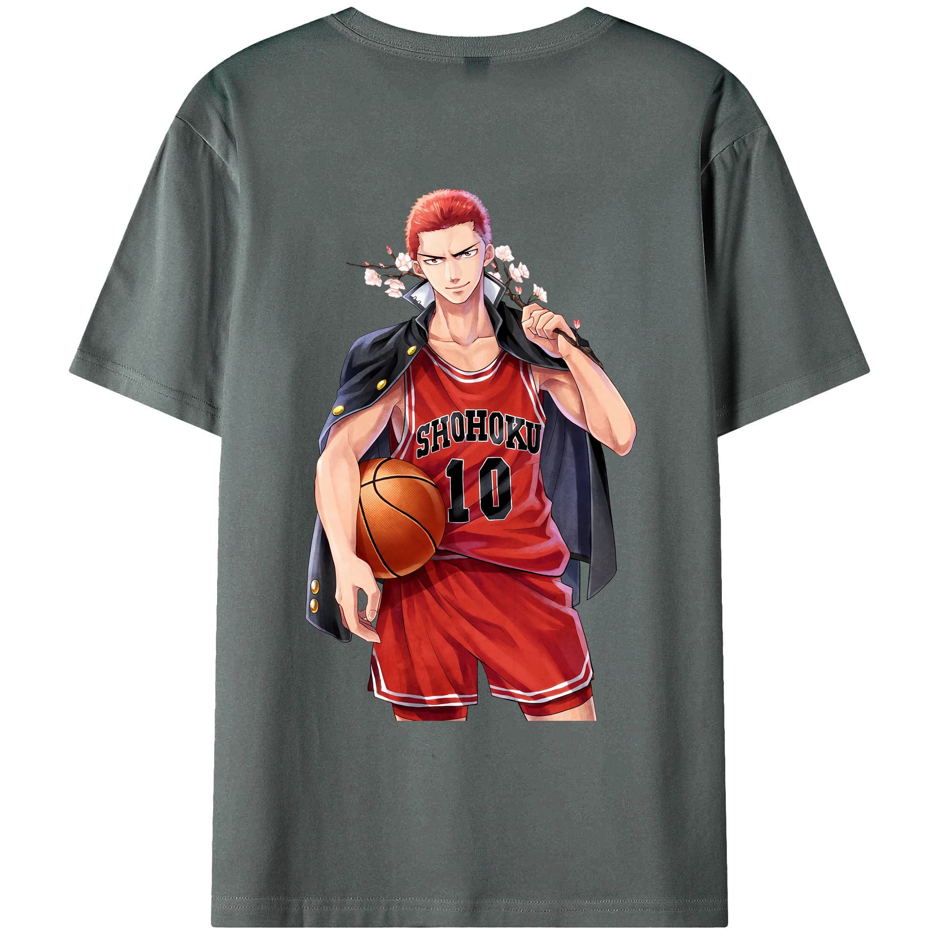 （画像用） SLAM DUNK／スラムダンク 綿100％ メンズ半袖Tシャツ（バックプリント） 通気性